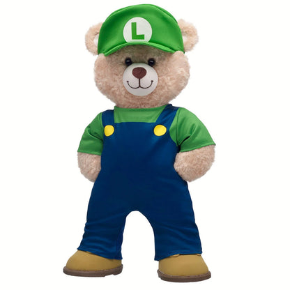 Super Mario Happy Hugs Teddy Bear Luigi Gift Set | Build-A-Bear - US 7375