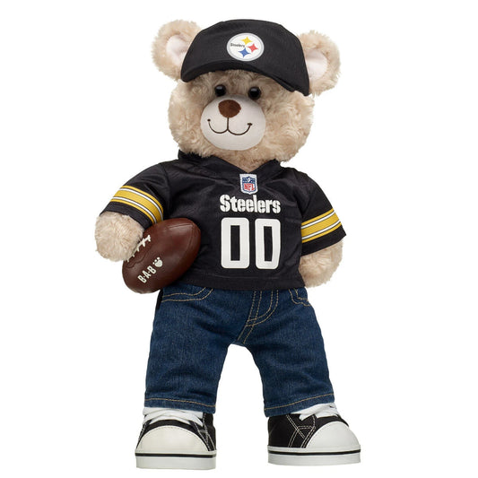 Pittsburgh Steelers Happy Hugs Teddy Bear Hat &amp; Football Set - US 1429