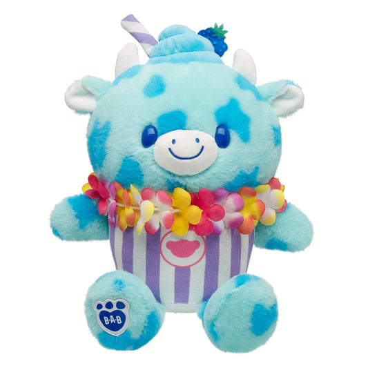 Blue Raspberry Cow Slushie Plushie w/ Lei Necklace | BAB - US 6749
