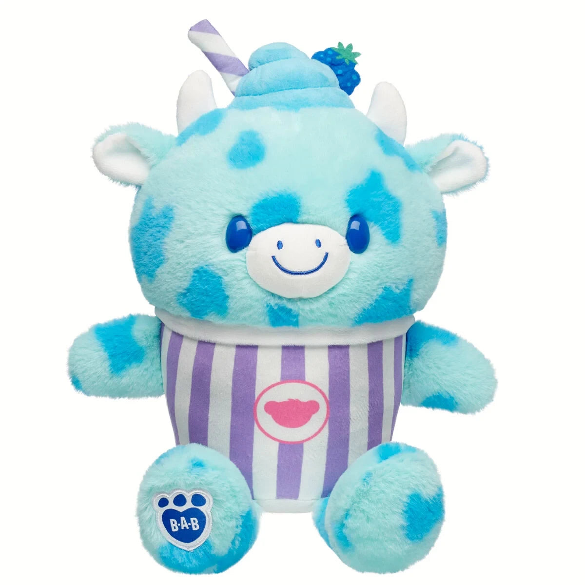 Blue Raspberry Cow Slushie Plushie w/ Lei Necklace | BAB - US 6749
