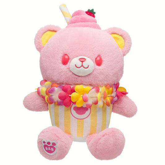 Strawberry Lemonade Bear Slushie Plushie  w/ Lei | BAB - US 1506