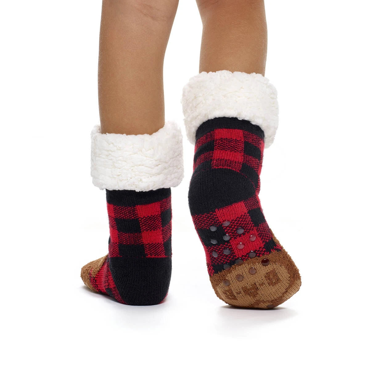Build-A-Bear Pajama Shop™ Buffalo Check Bear Slipper Socks - Toddler, Youth &amp; Adult - US 5038