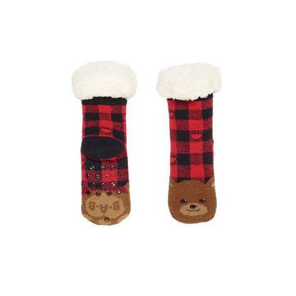 Build-A-Bear Pajama Shop™ Buffalo Check Bear Slipper Socks - Toddler, Youth &amp; Adult - US 5038